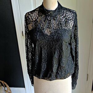 NEW! BLACK LACE BLOUSE  By LAVISH SZ L